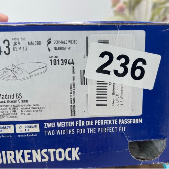 Birkenstock Madrid BS Birko Flor Sandal Lack Ocean Green Men 10/EU 43 NWB Narrow main image 4